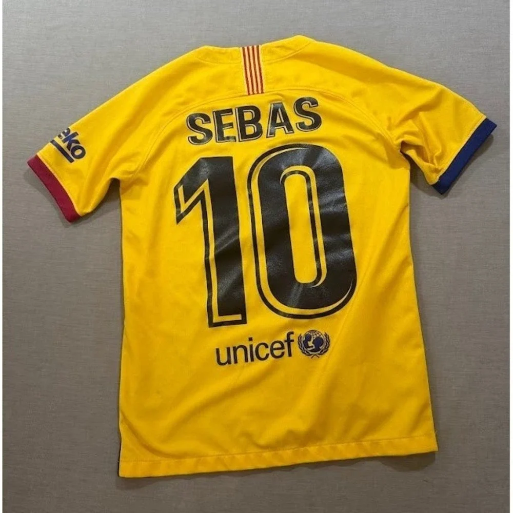 FC‎ Barcelona Soccer Jersey Yellow Nike Rakuten Short Sleeve Boys's Large